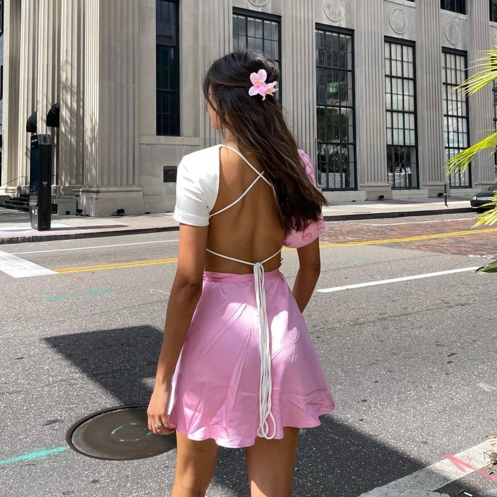 Zara Pink Satin Effect Mini Skirt - Picture 7 of 17